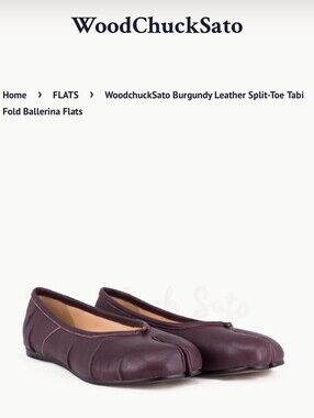 Woodchuck Sato Women’s Burgandy Split-Toe Leather Flats, Size 43 EU